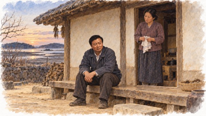 저녁 마루에서 아내에게 김 사업을 정리할 뜻을 밝히는 배병희